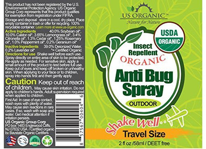 US Organic Mückenschutz Spray Outdoor Anti-Insekten Pumpspray, USDA zertifiziert, tierversuchsfrei, laborgeprüft, DEET-frei (2er Pack, je 60 ml)