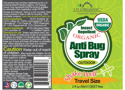 US Organic Mückenschutz Spray Outdoor Anti-Insekten Pumpspray, USDA zertifiziert, tierversuchsfrei, laborgeprüft, DEET-frei (2er Pack, je 60 ml)