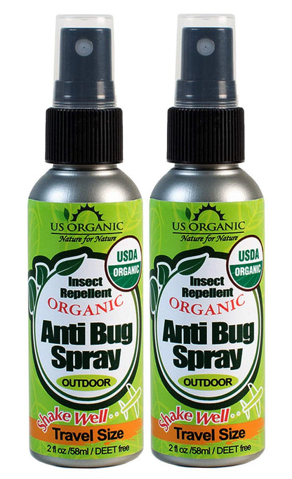 US Organic Mückenschutz Spray Outdoor Anti-Insekten Pumpspray, USDA zertifiziert, tierversuchsfrei, laborgeprüft, DEET-frei (2er Pack, je 60 ml)