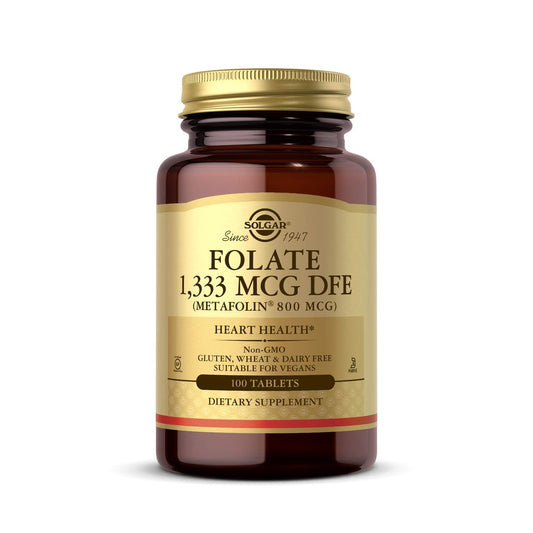 Solgar Folat 1.333 mcg DFE (Metafolin 800 mcg) - 100 Tabletten - Pränatales Vitamin - Non-GMO, Glutenfrei, Milchfrei, Koscher - 100 Portionen