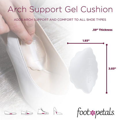 Foot Petals Fußgewölbe-Stützkissen, Arch Comfort – Reduziert Ermüdung, für Damen-Absätze, Pumps, Stiefel, Keile, Flats, Sandalen, Gel