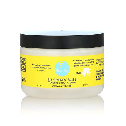 Curls Blueberry Bliss Twist-N-Shout Cream – 226 g für perfekte Twist-Outs und Braid-Outs, für alle natürlichen Haartypen, verleiht Glanz, Feuchtigkeit und Definition