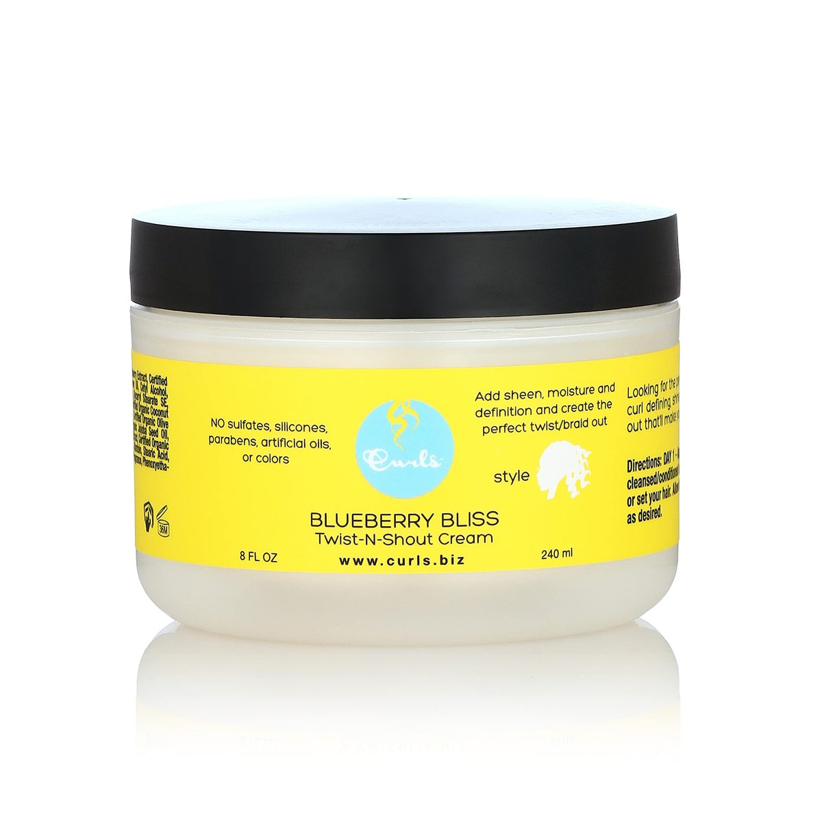 Curls Blueberry Bliss Twist-N-Shout Cream – 226 g für perfekte Twist-Outs und Braid-Outs, für alle natürlichen Haartypen, verleiht Glanz, Feuchtigkeit und Definition