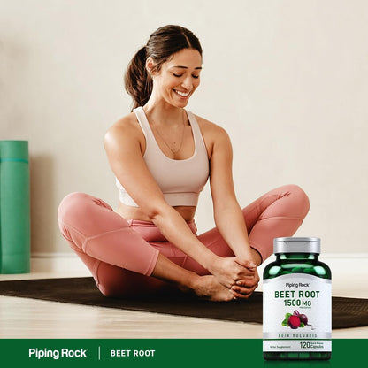 Piping Rock Rote Bete Kapseln | 1500 mg | 120 Kapseln | Pflanzliches Nahrungsergänzungsmittel für Männer und Frauen | Beta Vulgaris | Non-GMO, Glutenfrei