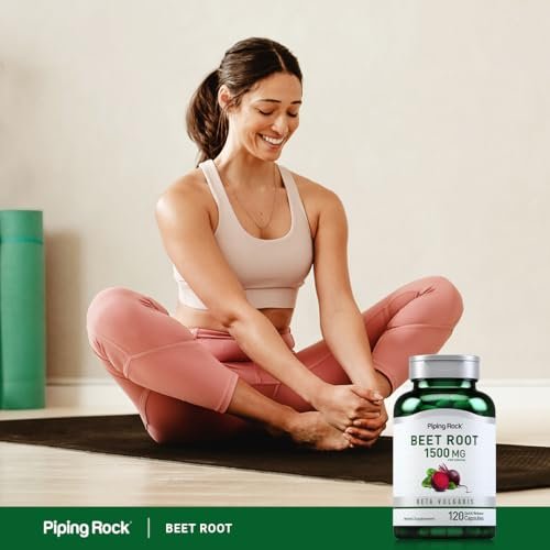 Piping Rock Rote Bete Kapseln | 1500 mg | 120 Kapseln | Pflanzliches Nahrungsergänzungsmittel für Männer und Frauen | Beta Vulgaris | Non-GMO, Glutenfrei