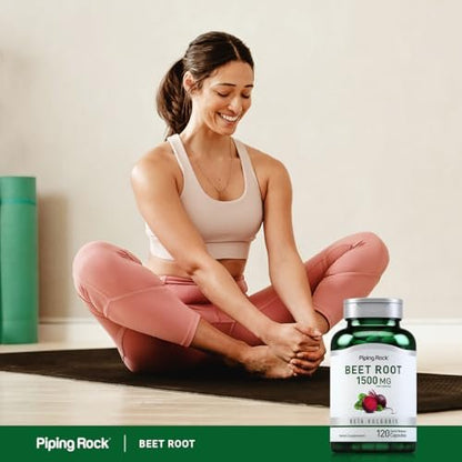Piping Rock Rote Bete Kapseln | 1500 mg | 120 Kapseln | Pflanzliches Nahrungsergänzungsmittel für Männer und Frauen | Beta Vulgaris | Non-GMO, Glutenfrei