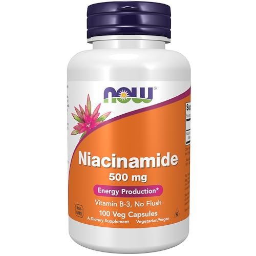 NOW Foods Niacinamid (Vitamin B-3) 500 mg - 100 Vegane Kapseln zur Unterstützung der Energieproduktion