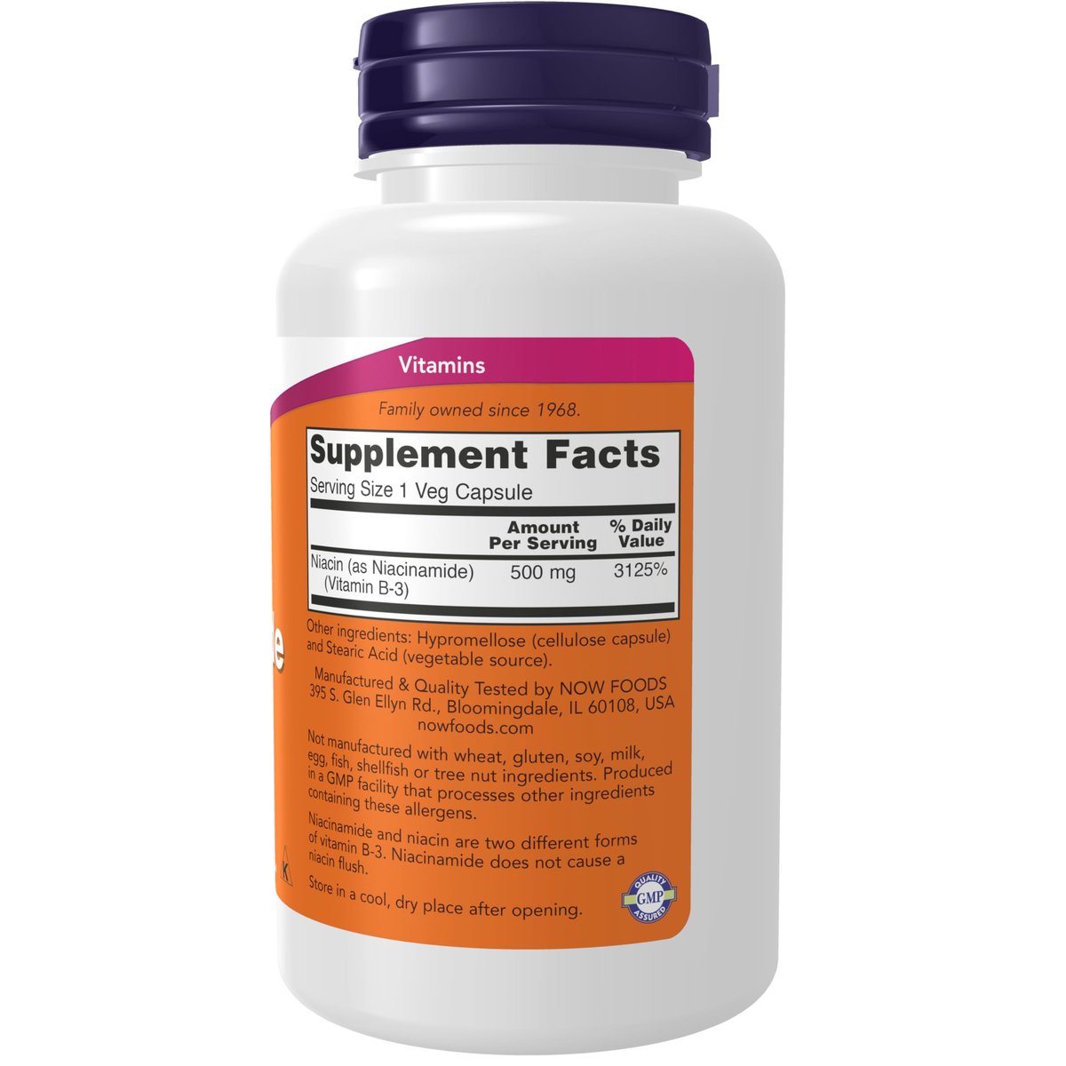 NOW Foods Niacinamid (Vitamin B-3) 500 mg - 100 Vegane Kapseln zur Unterstützung der Energieproduktion