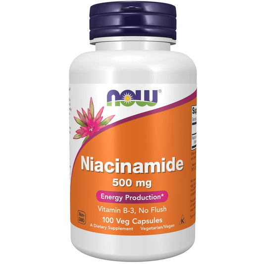 NOW Foods Niacinamid (Vitamin B-3) 500 mg - 100 Vegane Kapseln zur Unterstützung der Energieproduktion