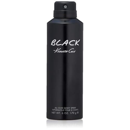 Kenneth Cole Black All Over Body Spray für Männer, aromatisch-holziger Duft, Noten von Wasserminze, Mandarine, Zeder und Moschus, lang anhaltendes Körperdeo, 177 ml