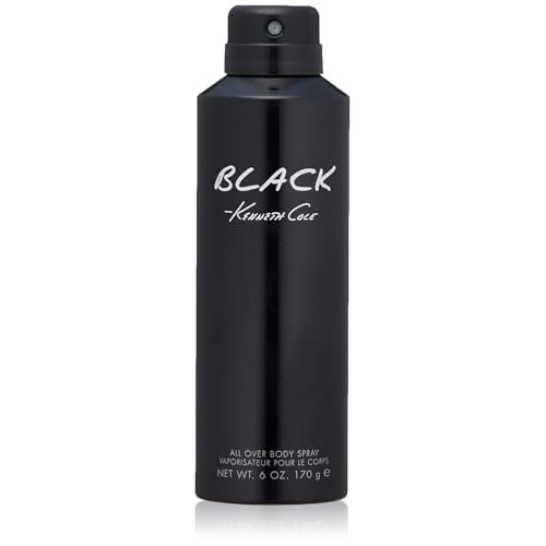 Kenneth Cole Black All Over Body Spray für Männer, aromatisch-holziger Duft, Noten von Wasserminze, Mandarine, Zeder und Moschus, lang anhaltendes Körperdeo, 177 ml