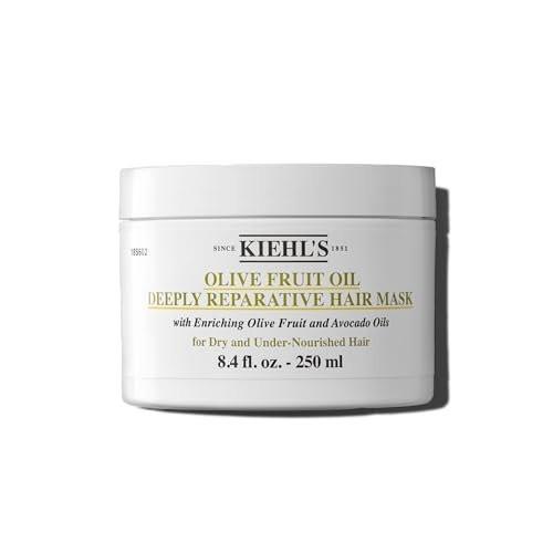 Kiehl's Olive Fruit Oil Tiefenreparative Haarmaske – Feuchtigkeitsspendende Haarbehandlung für trockenes & geschädigtes Haar, stellt Glanz wieder her, mit Avocadoöl & Zitronenöl – 250 ml