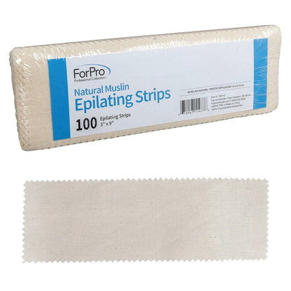 ForPro Natural Mullen Epilierstreifen, reißfest, vorgestanzt für Haarentfernung, 7,6 cm x 22,9 cm, 100 Stück