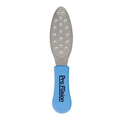 ForPro Pro Fusion Edelstahl Pediküre-Feile - Grob, Doppelseitig, Professionelle Qualität - Blauer Griff für Fersen und Füße - 21 cm Länge