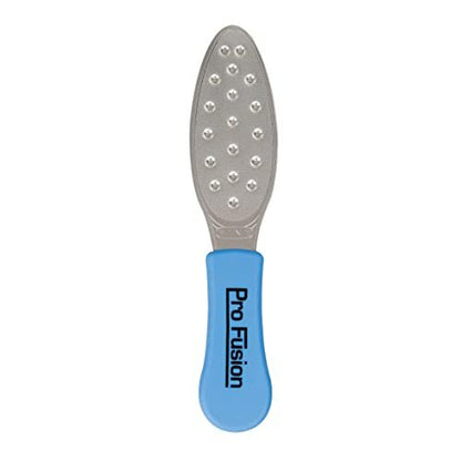 ForPro Pro Fusion Edelstahl Pediküre-Feile - Grob, Doppelseitig, Professionelle Qualität - Blauer Griff für Fersen und Füße - 21 cm Länge