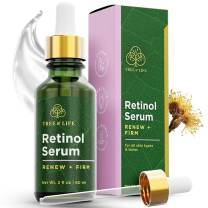 Tree of Life Retinol Serum – Hautglättendes Gesichtsöl gegen dunkle Flecken und feine Linien, mit Hyaluronsäure für trockene und empfindliche Haut, 60 ml