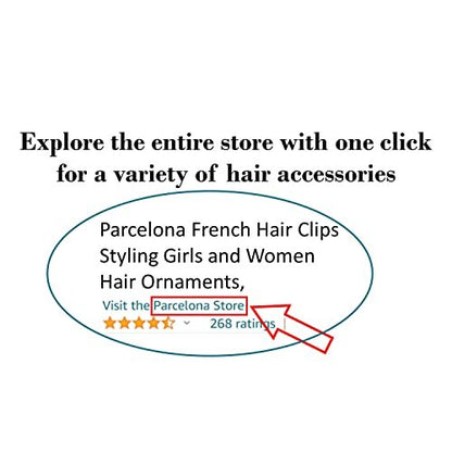 Parcelona French Crochet Haarspange 3 ¼ Zoll Schwarz Celluloid Non Slip Seitenrutsche Kiefer Yoga Haar Clips für feines Haar Damen Haaraccessoires Claw Clip für Mädchen, Made in France