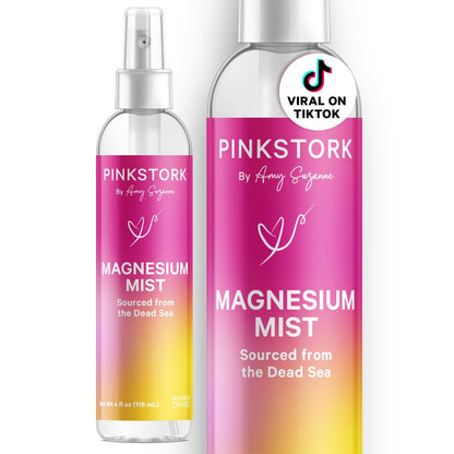 Pink Stork Magnesium Spray Mist – Beruhigendes Magnesiumspray für Entspannung, Schlaf und Schwangerschaft, 200 mg pro 6 Sprühstöße, 118 ml, unparfümiert