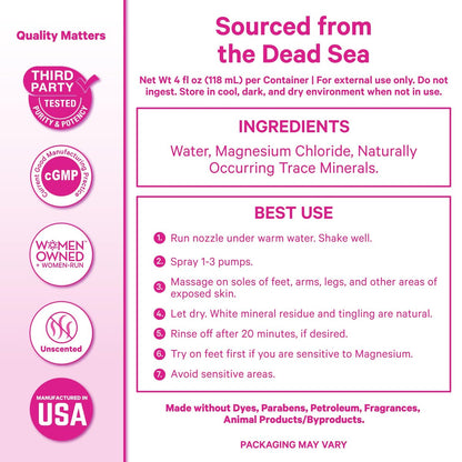 Pink Stork Magnesium Spray Mist – Beruhigendes Magnesiumspray für Entspannung, Schlaf und Schwangerschaft, 200 mg pro 6 Sprühstöße, 118 ml, unparfümiert