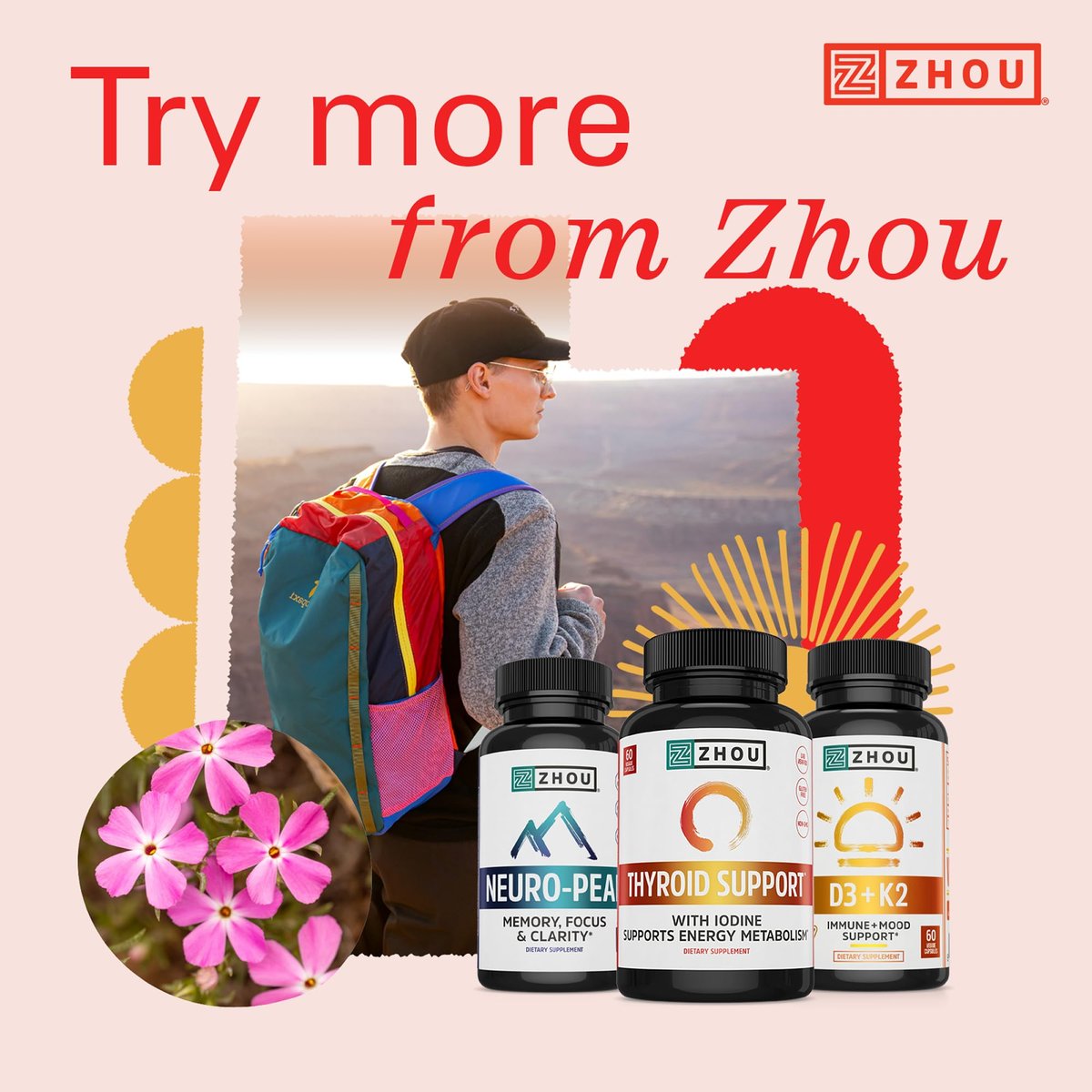 ZHOU Schilddrüsenunterstützung – Nahrungsergänzungsmittel für Frauen und Männer mit Zink, Jod und Selen, zelluläre Energiekomplex mit Ashwagandha und Kelp – 60 vegane Kapseln (1er-Pack)