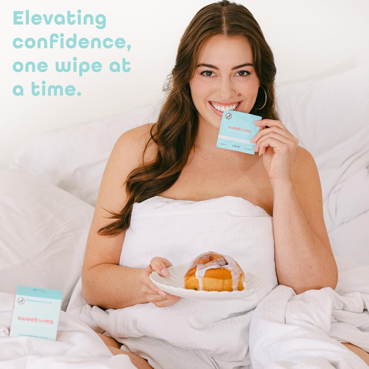 Sweetums Feminine Wipes für Frauen, einzeln verpackt – pH-ausgeglichene, biologisch abbaubare, aromatisierte Intimtücher – Cinnamon Bun, 10er Pack