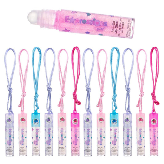 12-teiliges Frucht-Lippenglanz-Halskettenset – Ungiftiger tragbarer Lippenglanz | Lustige Partygeschenke für Mädchen und Kinder | Halsketten-Geschenkset für Freundinnen – Spaß