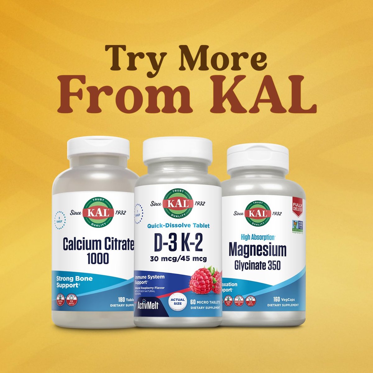 KAL Vitamin D3 K2 ActivMelt – Immun-Unterstützung mit Vitamin D als D3 und MK7 Vitamin K2 für starke Knochen – Schmelztabletten, natürlicher Himbeergeschmack, 60-Tage-Garantie, 60 Portionen