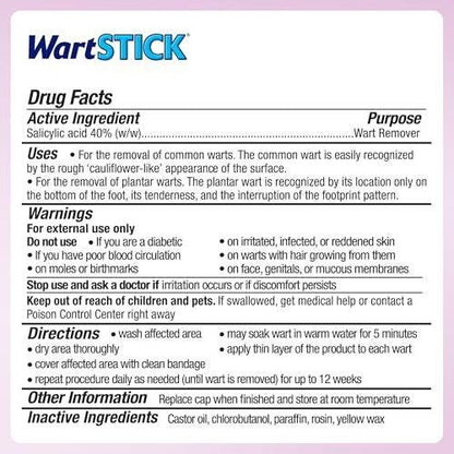 WartStick Maximum Strength Salicylsäure Fest-Stick gegen Warzen und Plantarwarzen, 0,2 Unzen