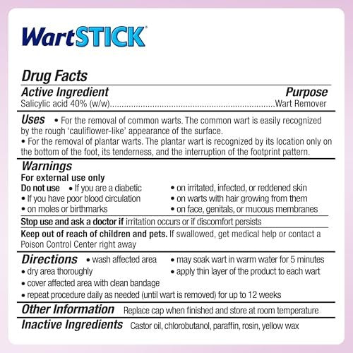 WartStick Maximum Strength Salicylsäure Feststift Warzenentferner für gewöhnliche und plantare Warzen, 2er Pack, 11,3 g