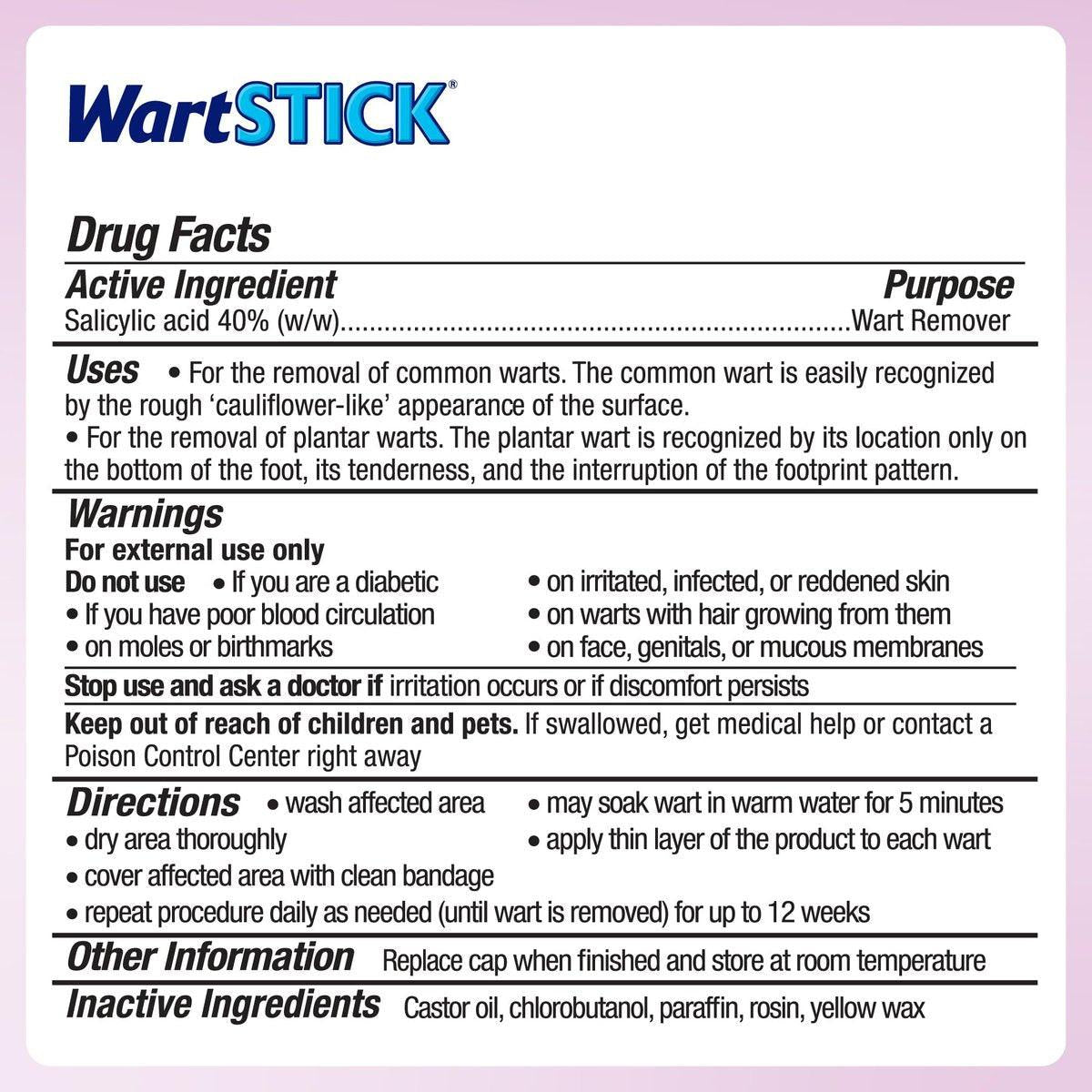 WartStick Maximum Strength Salicylsäure Fest-Stick gegen Warzen und Plantarwarzen, 0,2 Unzen