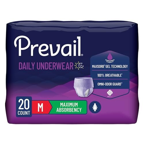 Prevail Damen Slip-Einlagen für mittlere Inkontinenz – Medium (20 Stück) – Bequeme Einweg-Unterwäsche mit Reißnaht