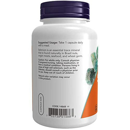 NOW Foods Selen 200 mcg – 180 Kapseln, Hochdosiertes Mineralstoffpräparat