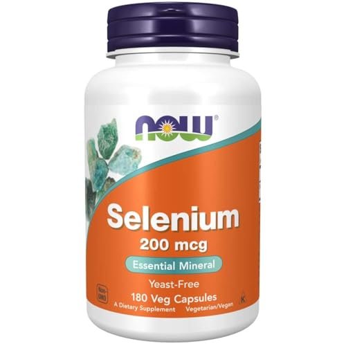 NOW Foods Selen 200 mcg – 180 Kapseln, Hochdosiertes Mineralstoffpräparat