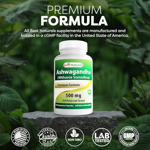 Best Naturals Ashwagandha Extrakt 500 mg, 120 Kapseln (2er-Pack)