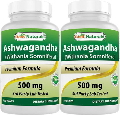 Best Naturals Ashwagandha Extrakt 500 mg, 120 Kapseln (2er-Pack)