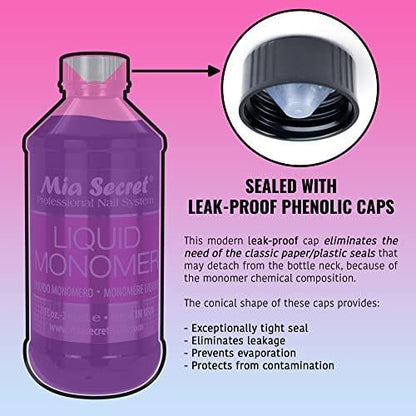 Mia Secret Acryl-Flüssigkeit Monomer 32 oz – Professionelle Acryl-Nagelflüssigkeit für Acrylpulver – EMA Monomer