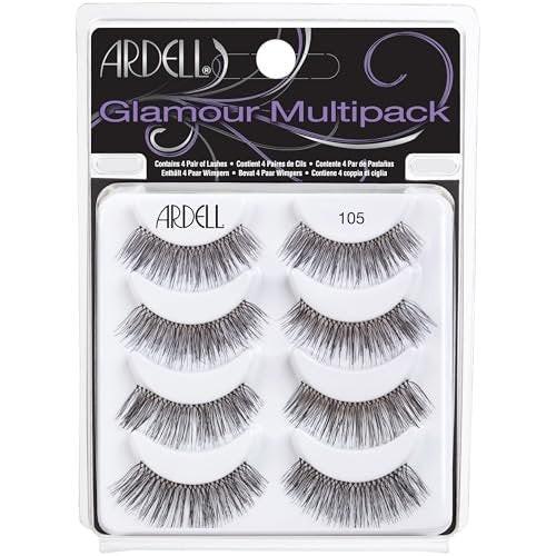 Ardell Wimpern Glamour Multipack 105 – Leichte, natürlich aussehende Streifenwimpern, wiederverwendbare Kunstwimpern, 4 Paar, 1 Packung