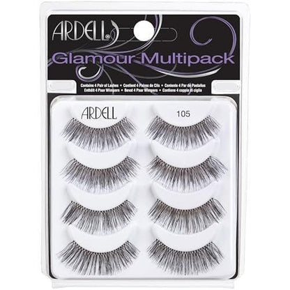 Ardell Wimpern Glamour Multipack 105 – Leichte, natürlich aussehende Streifenwimpern, wiederverwendbare Kunstwimpern, 4 Paar, 1 Packung