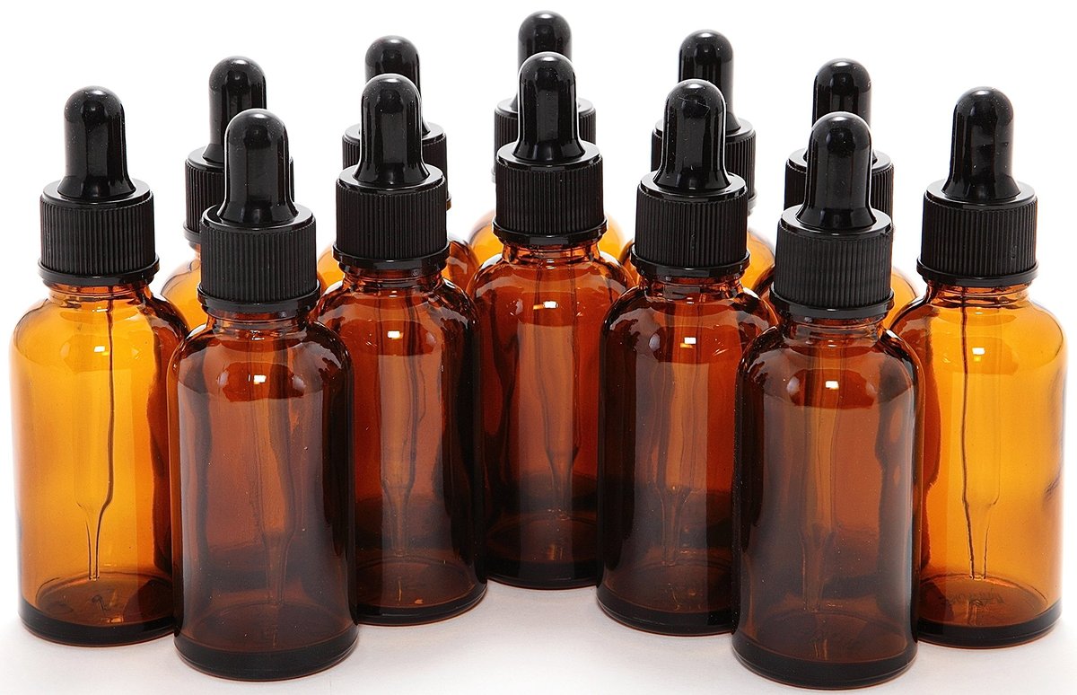 Vivaplex 12er-Pack Braune Glasflaschen 30 ml mit Glaspipetten
