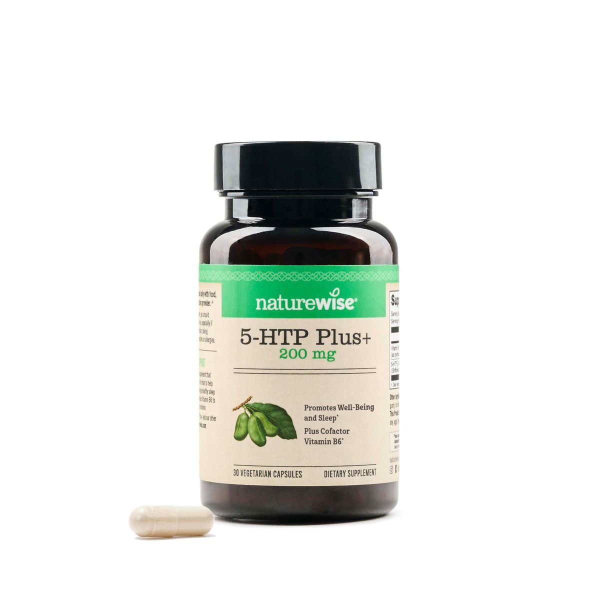 NatureWise 5-HTP 200 mg Nahrungsergänzungsmittel aus Griffonia-Samen mit Vitamin B6 – Stimmungsunterstützung und natürliche Schlafhilfe für Erwachsene – Verzögerte Freisetzung, vegan – 30 Kapseln (1-Monats-Vorrat)