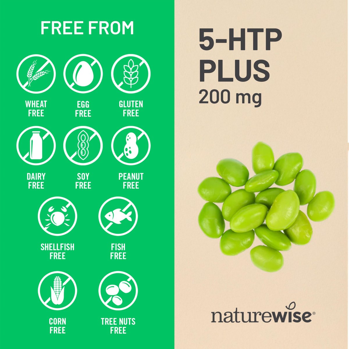 NatureWise 5-HTP 200 mg Nahrungsergänzungsmittel aus Griffonia-Samen mit Vitamin B6 – Stimmungsunterstützung und natürliche Schlafhilfe für Erwachsene – Verzögerte Freisetzung, vegan – 30 Kapseln (1-Monats-Vorrat)