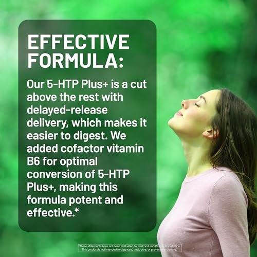 NatureWise 5-HTP 200 mg Nahrungsergänzungsmittel aus Griffonia-Samen mit Vitamin B6 – Stimmungsunterstützung und natürliche Schlafhilfe für Erwachsene – Verzögerte Freisetzung, vegan – 30 Kapseln (1-Monats-Vorrat)