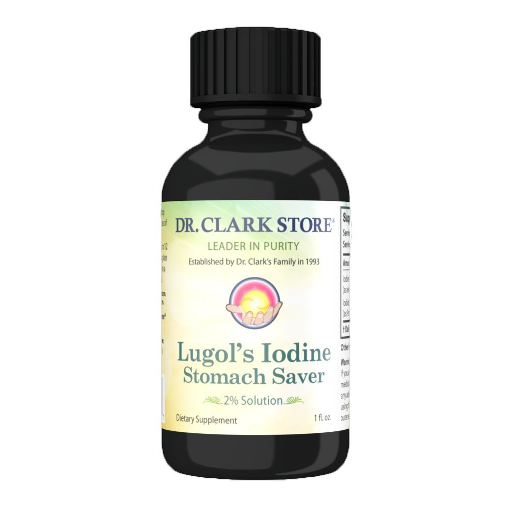 Stomach Saver von Dr. Clark Store – Lugol’s Iod 2% Granuliertes Iod – 30 ml mit Pipette und Reisekappe