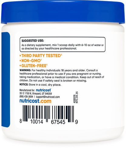 Nutricost Acetyl-L-Carnitin HCI (ALCAR) 100 g – 1 g pro Portion, geschmacksneutral, glutenfrei