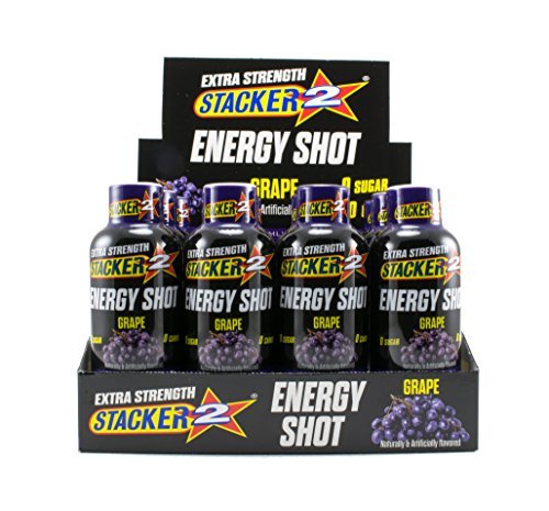 STACKER 2 Extreme Energy Shot Extra Strength – 12er Pack, Traubengeschmack, 60 ml pro Portion