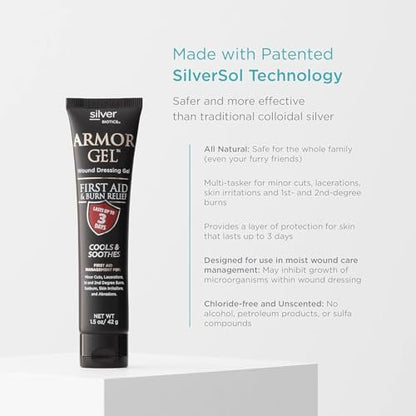 Silver Biotics Armor Gel Wundheilgel | Erste Hilfe + Verbrennungsgel mit 24 PPM Silber | 42 g
