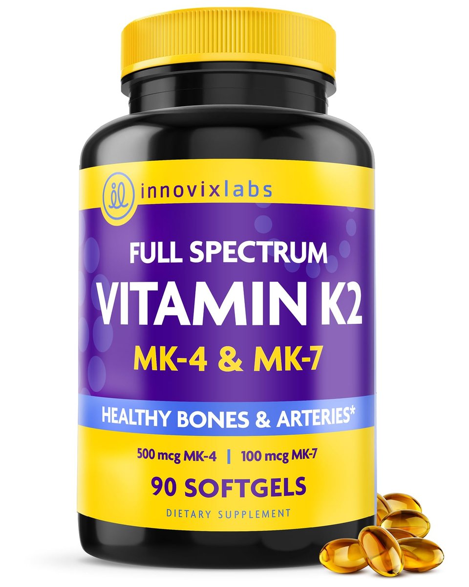 InnovixLabs Vollspektrum Vitamin K2-90 Weichkapseln mit 600 mcg Trans-Form MK7 und MK4 – Unterstützt die allgemeine Gesundheit und Knochenstärke – Soja- und glutenfreies K2-Vitaminpräparat