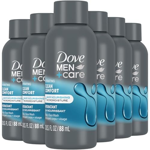 Dove Men+ Care Körper- und Gesichtsreinigung, Clean Comfort 6er-Pack – Feuchtigkeitsspendende Duschgel-Formel für gesunde, geschmeidige Haut, 3 Oz pro Flasche