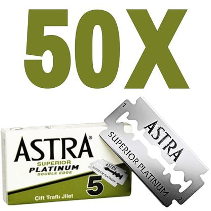 Astra Platinum Doppelklingen-Rasierklingen, 50 Klingen (10 x 5)