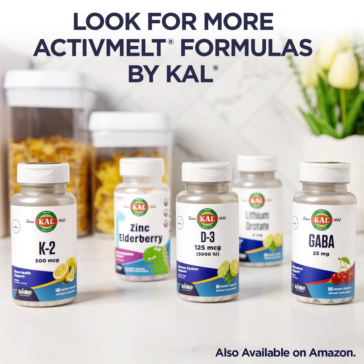 KAL L-Theanin 25 mg ActivMelt – Entspannung, Stressabbau, Stimmung & Fokus – leckerer natürlicher Ananasgeschmack mit Stevia – vegetarisch – 120 Portionen, 120 Mikro-Tabletten zum sofortigen Auflösen